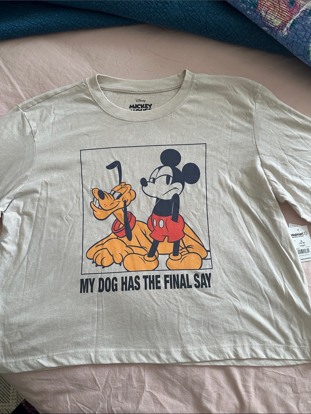 Disney Mickey Mouse & Pluto Beige Dog Graphic Tee - Casual Pet Lover Shirt